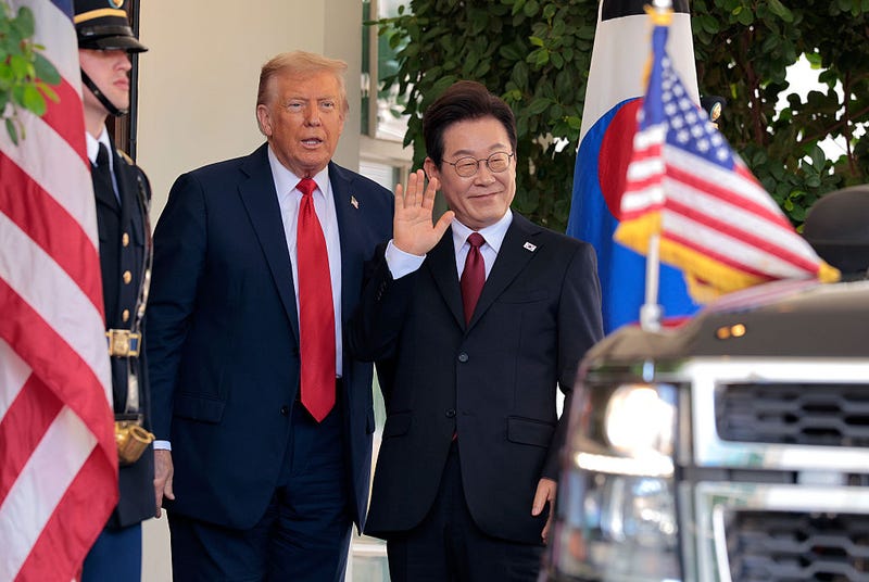 President Trump welcomes South Korean president Lee Jae Myung to the White House August 25, 2025. 