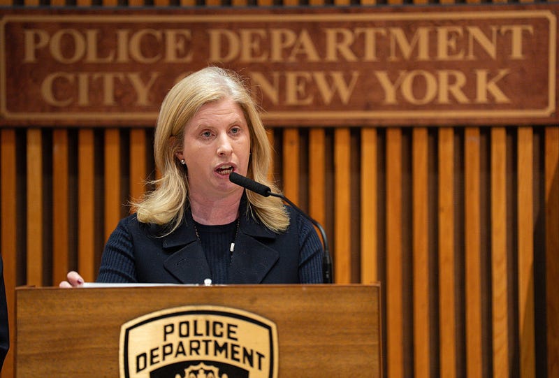 NYPD Commissioner Jessica Tisch speaks at a press conference at NYPD headquarters on Tuesday, Sept. 9, 2025, in New York, New York.