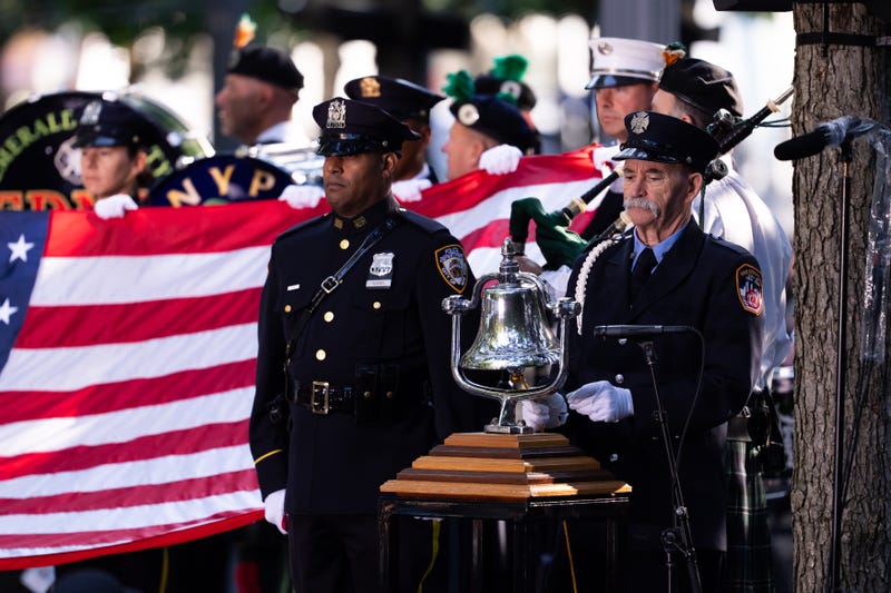 The first bell is rung during the annual 9/11 Commemoration Ceremony at the National 9/11 Memorial and Museum on September 11, 2025