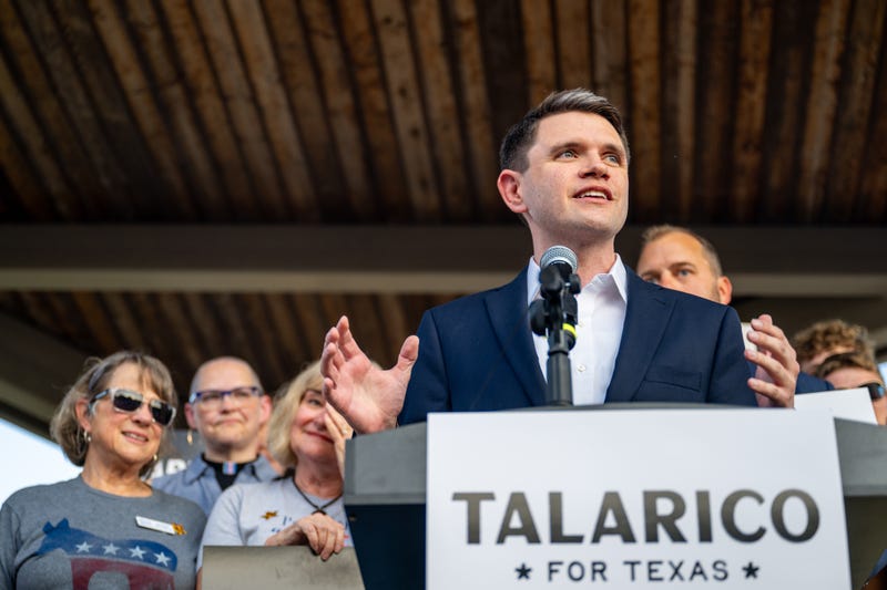 ROUND ROCK, TEXAS - SEPTEMBER 09: Democratic Texas State Rep. James Talarico speaks during a campaign launch rally on September 09, 2025 in Round Rock, Texas. Rep. Talarico announced earlier today that he will be running for U.S. Senate in Texas. (Photo by Brandon Bell/Getty Images)