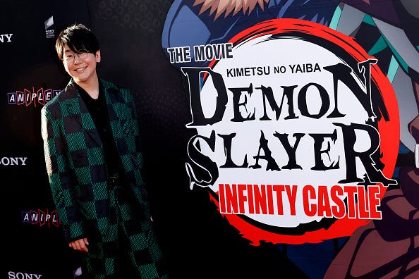 Natuski Hanae attends Los Angeles English Dub Premiere Of "Demon Slayer: Kimetsu No Yaiba Infinity Castle" at TCL Chinese 6 Theatres on September 09, 2025 in Hollywood, California. (Photo by Frazer Harrison/Getty Images)