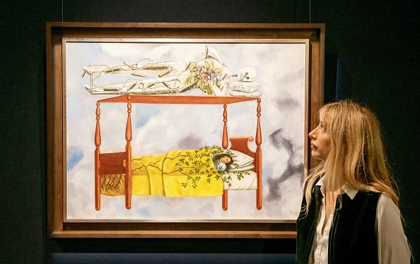 Sotheby's London unveils a once-in-a-lifetime collection of Surrealist masterpieces on September 19, 2025 in London, England. Frida Kahlo El sueño (La cama) Estimate: $40-60 million.The collection is headlined by a $40m+ Frida Kahlo painting that is poised to set a new auction record for the artist. On view until September 23, before being offered at auction at Sotheby's New York in November. (Photo by Antony Jones/Getty Images for Sotheby's)