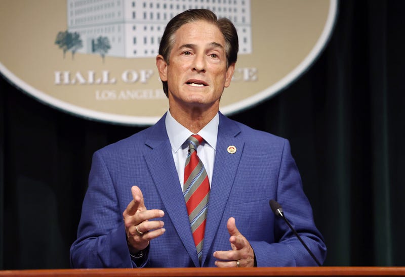 Los Angeles County District Attorney Nathan J. Hochman addresses the media at the Hall of Justice about a judge's ruling denying a new trial for Lyle and Erik Menendez on September 16, 2025 in Los Angeles, California.
