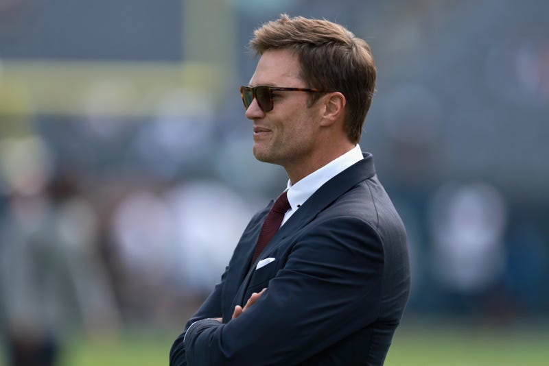 Fox Sport analyst Tom Brady looks on before the game between the Dallas Cowboys and the Chicago Bears at Soldier Field on September 21, 2025 in Chicago, Illinois. 