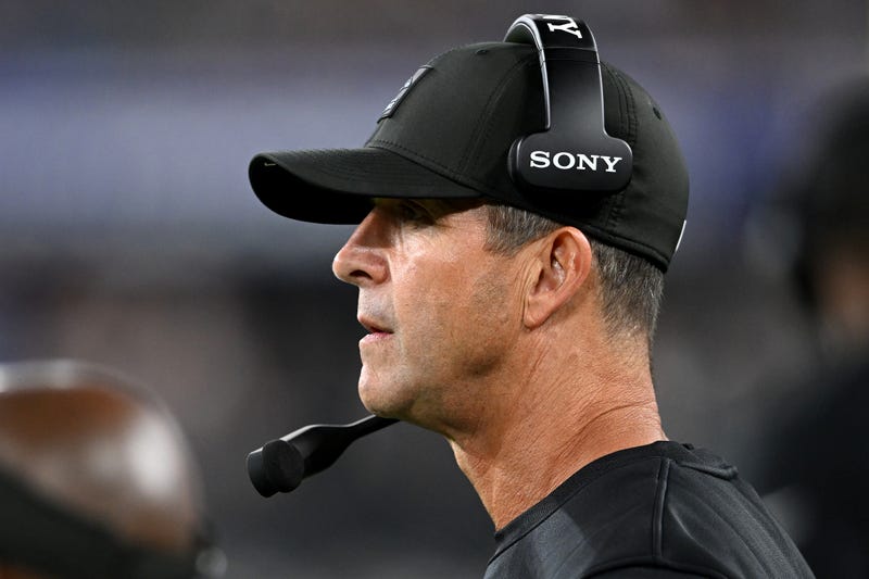 BALTIMORE, MARYLAND - SEPTEMBER 22: Head coach John Harbaugh of the Baltimore Ravens looks on against the Detroit Lions during the second quarter at M&T Bank Stadium on September 22, 2025 in Baltimore, Maryland.