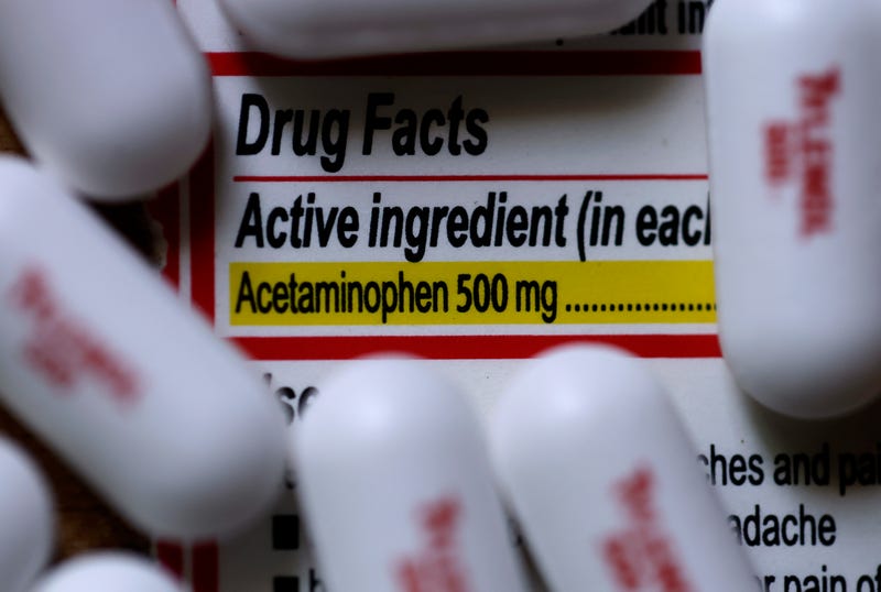 SAN ANSELMO, CALIFORNIA - SEPTEMBER 23: In this photo illustration, Acetaminophen, the active ingredient in Tylenol, is listed on a package of Tylenol on September 23, 2025 in San Anselmo, California. The Trump administration linked Tylenol use during pregnancy to autism during a White House press conference yesterday. 