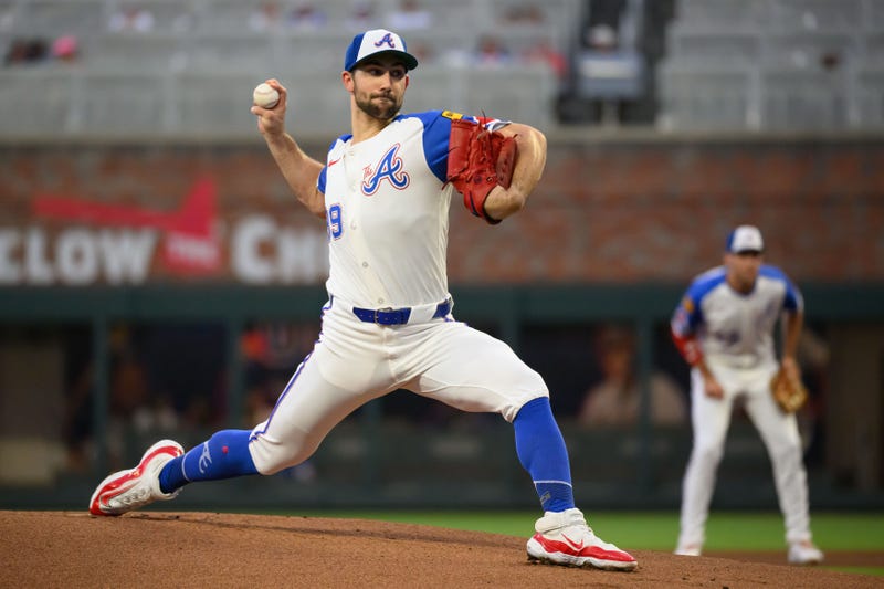 ATLANTA, GEORGIA - SEPTEMBER 27: Spencer Strider #99 of the Atlanta Braves pitches in the first inning of a game against the Pittsburgh Pirates at Truist Park on September 27, 2025 in Atlanta, Georgia.