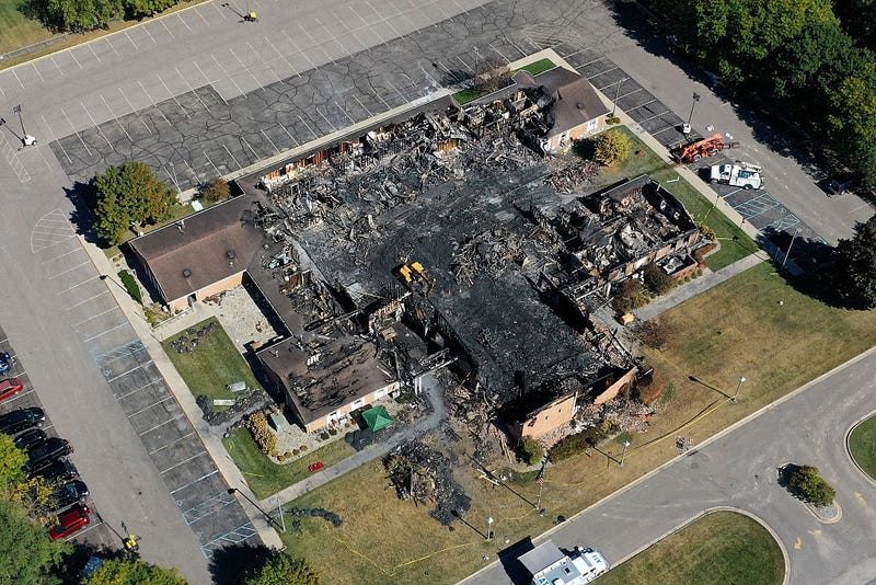burned remains of the Church of Jesus Christ of Latter-day Saints Michigan