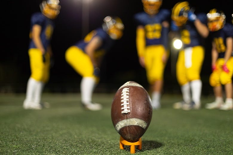 Football team preparing for a kickoff