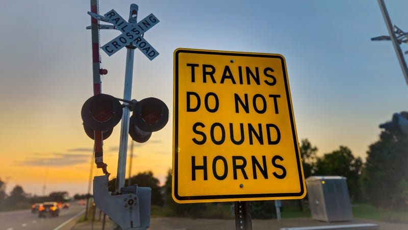 train crossing signs in a stock image