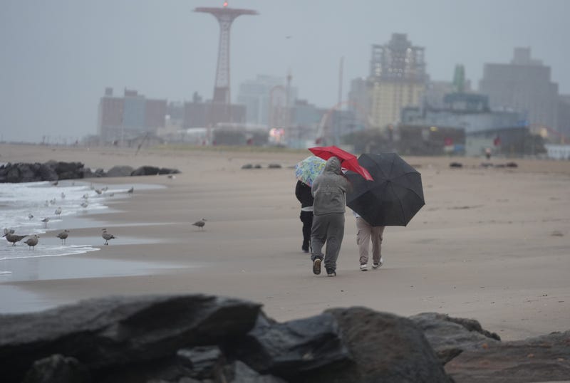 Winds and rain bear down on Coney Island on Oct. 12, 2025