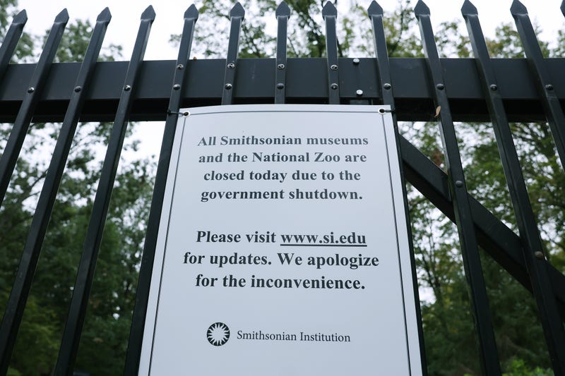 Sign shows Smithsonian museums closed due to government shutdown
