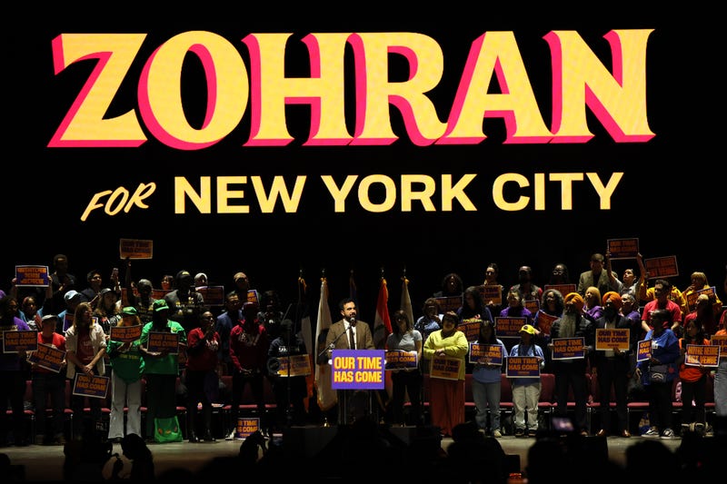 Mayoral candidate Zohran Mamdani speaks during a campaign rally at United Palace on October 13, 2025