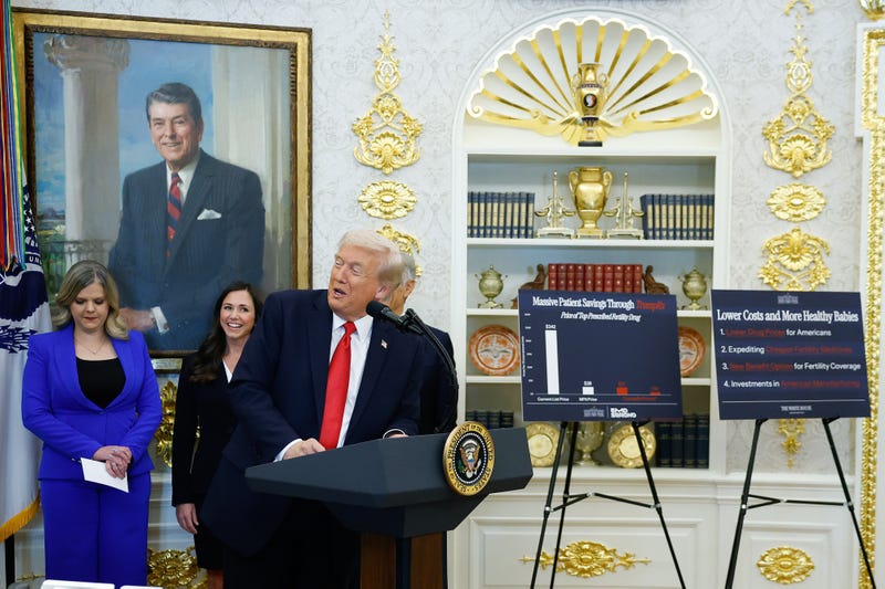 U.S. President Donald Trump delivers remarks from the Oval Office of the White House on October 16, 2025 in Washington, DC. Trump outlined plans to expand vitro fertilization (IVF) access by encouraging workplace benefits to include access to IVF and infertility coverage.