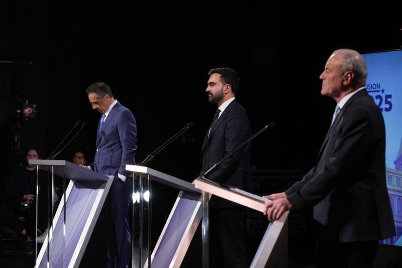 Andrew Cuomo, Zohran Mamdani and Curtis Sliwa debate in Long Island City on Oct. 22, 2025