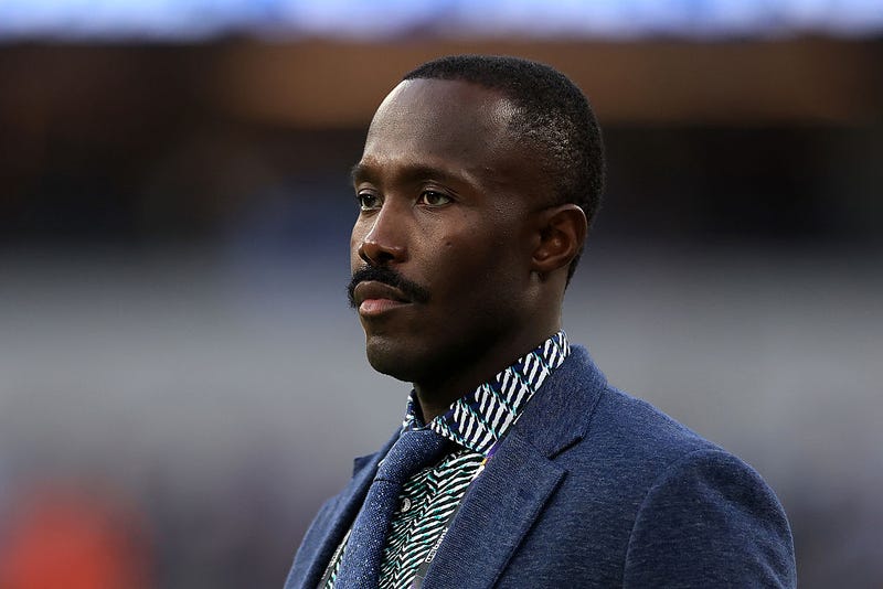 General Manager Kwesi Adofo-Mensah of the Minnesota Vikings looks on before the game against the Los Angeles Chargers at SoFi Stadium on October 23, 2025 in Inglewood, California. 