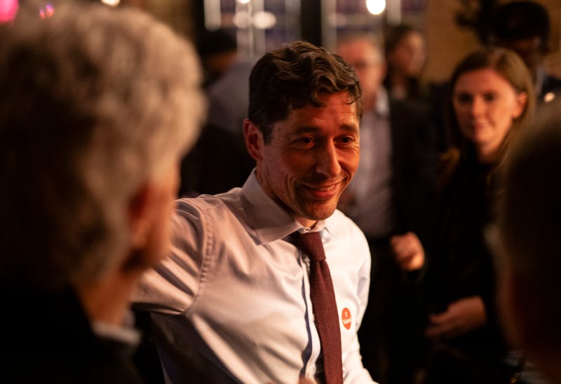 Minneapolis Mayor Jacob Frey (C) greets supporters at an Election Night party on November 4, 2025 in Minneapolis, Minnesota. 