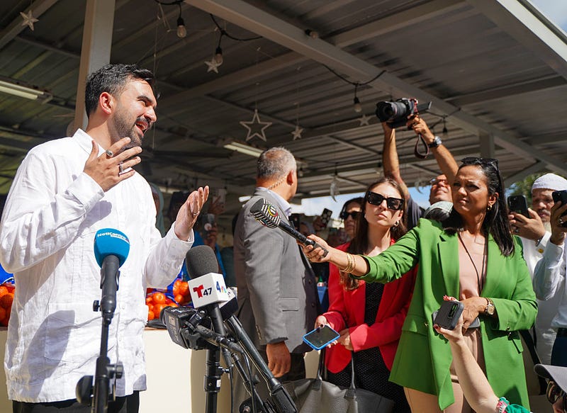 New York City Mayor elect Zohran Mamdani meets with the press after he joined members of the Centro Islamico del Caribe -Masjid Ebadur Rahman mosque in prayer. on November 7, 2025 in San Juan, Puerto Rico. 
