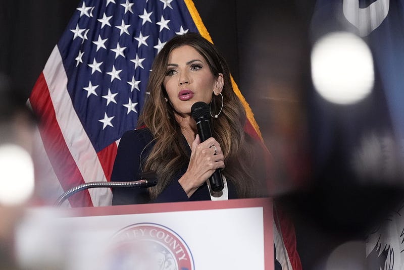 U.S. Homeland Security Secretary Kristi Noem speaks to the Berkeley County GOP on November 7, 2025, in North Charleston, South Carolina.
