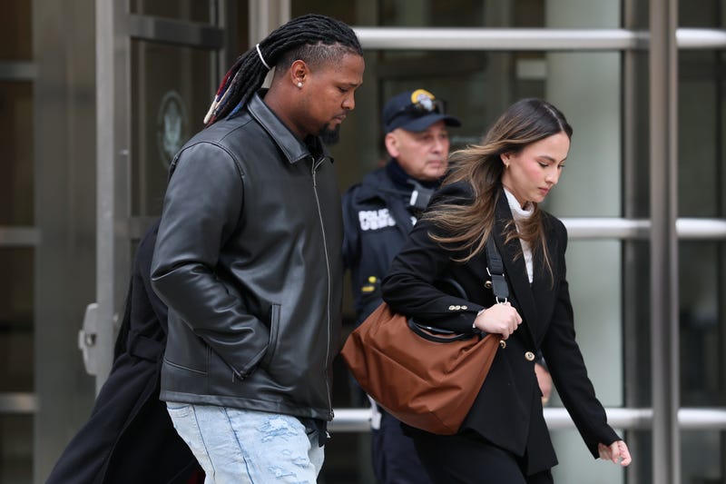 Cleveland Guardians pitcher Luis Ortiz departs the U.S. District Court for the Eastern District of New York after his arraignment hearing on November 12, 2025