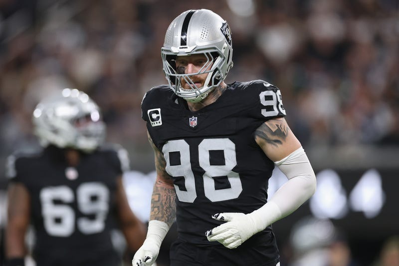Maxx Crosby #98 of the Las Vegas Raiders during the NFL game at Allegiant Stadium on November 17, 2025 in Las Vegas, Nevada. 