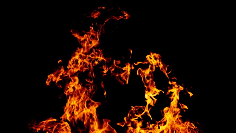  Fire flame on a black background - stock photo