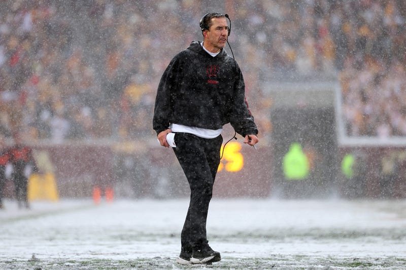 Head coach Luke Fickell of the Wisconsin Badgers looks on against the Minnesota Golden Gophers in the second quarter at Huntington Bank Stadium on November 29, 2025 in Minneapolis, Minnesota.