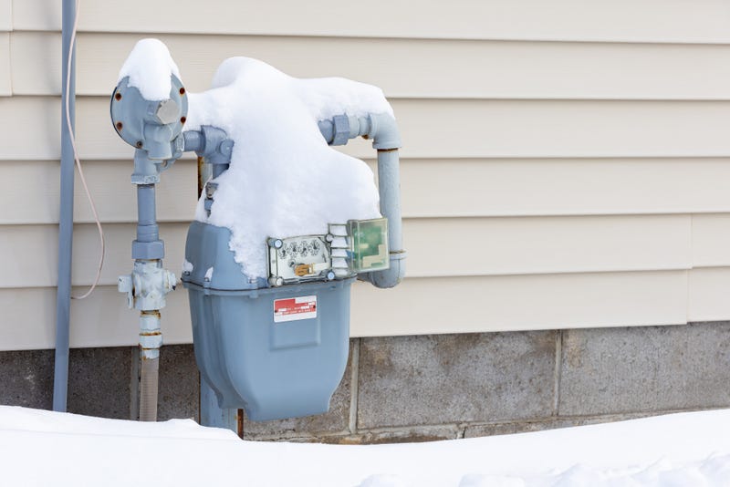 Natural gas meter in the snow