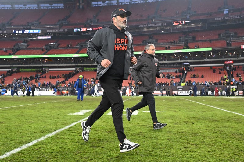 Head coach Kevin Stefanski of the Cleveland Browns leaves the field after losing to the Tennessee Titans 31-29 at Huntington Bank Field on December 07, 2025 in Cleveland, Ohio.