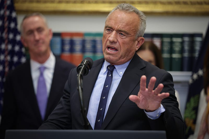 Health Secretary Robert F. Kennedy Jr. speaks at a podium 