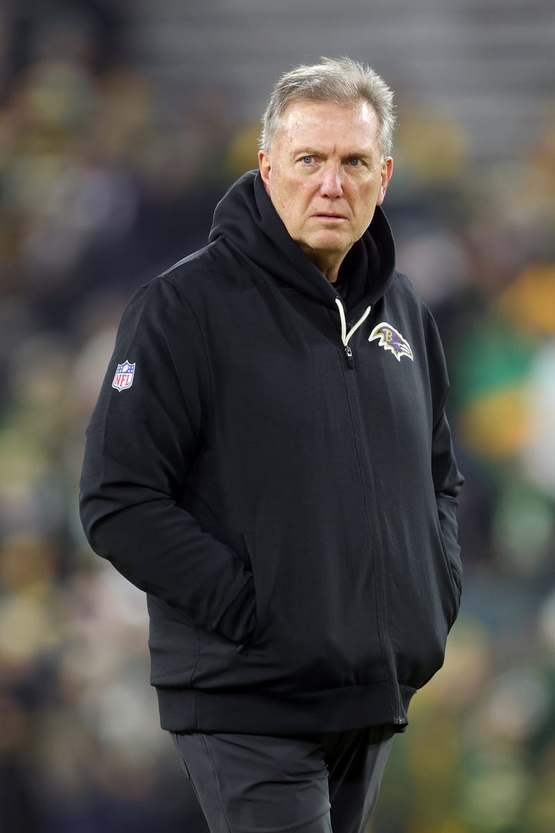 GREEN BAY, WISCONSIN - DECEMBER 27: Offensive coordinator Todd Monken of the Baltimore Ravens looks on before the game against the Green Bay Packers at Lambeau Field on December 27, 2025 in Green Bay, Wisconsin. (Photo by Michael Reaves/Getty Images)
