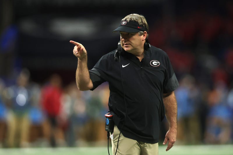 NEW ORLEANS, LOUISIANA - JANUARY 01: Head coach Kirby Smart of the Georgia Bulldogs reacts after a touchdown during the second quarter against the Ole Miss Rebels during the 2025 College Football Playoff Quarterfinal at the Allstate Sugar Bowl at Caesars Superdome on January 01, 2026 in New Orleans, Louisiana