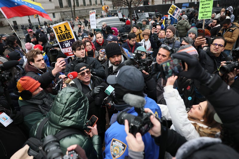 A man from Venezuela argues with people in support of President of Venezuela Nicolas Maduro outside of Daniel Patrick Moynihan United States Courthouse before Maduro's and first lady Cilia Flores arraignment on Jan 5, 2026