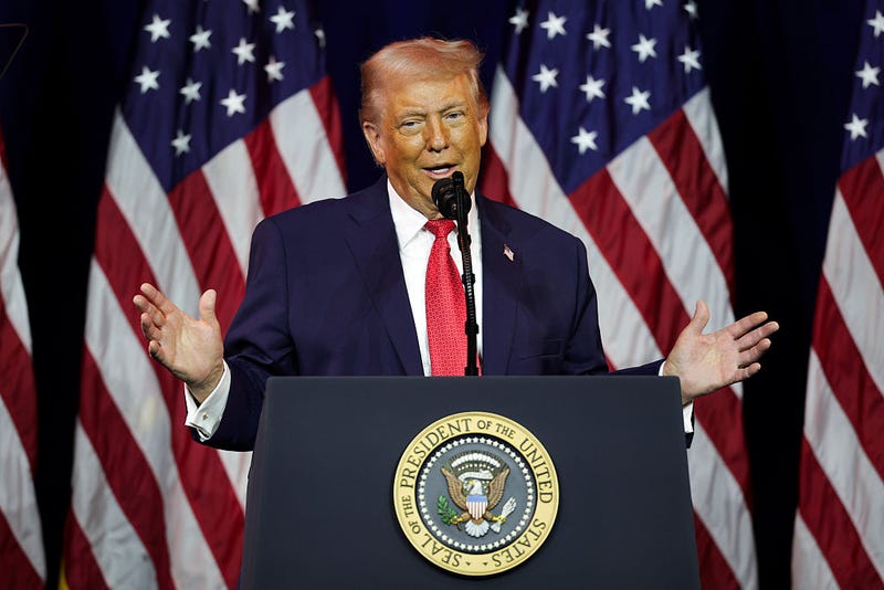 President Donald Trump addresses a House Republican retreat at The John F. Kennedy Center for the Performing Arts on January 06, 2026 in Washington, DC. House Republicans will discuss their 2026 legislative agenda at the meeting
