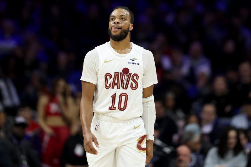 PHILADELPHIA, PENNSYLVANIA - JANUARY 14: Darius Garland #10 of the Cleveland Cavaliers celebrates a basket during the first half against the Philadelphia 76ers at Xfinity Mobile Arena on January 14, 2026 in Philadelphia, Pennsylvania. (Photo by Emilee Chinn/Getty Images)