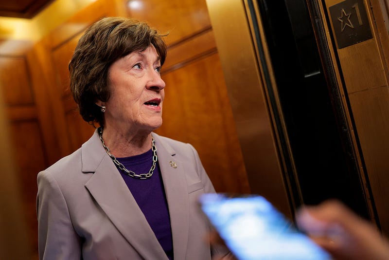 U.S. Sen. Susan Collins (R-ME) enters the U.S. Captiol on January 27, 2026 in Washington, DC. The Senate is discussing DHS funding as tensions remain high in Minneapolis after the shooting death of Alex Pretti by federal agents. 