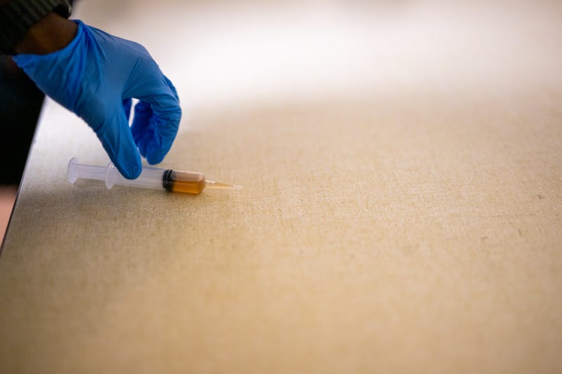 The syringe an individual used in an attempted attack on Rep. Ilhan Omar (D-MN) during a town hall meeting at the Urban League Twin Cities facility is seen on January 27, 2026 in Minneapolis, Minnesota. A person holding a syringe charged Omar's podium while she spoke to community members. Protests and demonstrations continue around Minneapolis in the aftermath of the killings of Alex Pretti and Renee Nicole Good by federal law enforcement. 