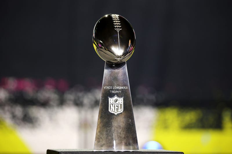 SAN JOSE, CALIFORNIA - FEBRUARY 02: A detailed view of the Vince Lombardi Trophy during Super Bowl LX Opening Night at San Jose McEnery Convention Center on February 02, 2026 in San Jose, California. (Photo by Chris Graythen/Getty Images)