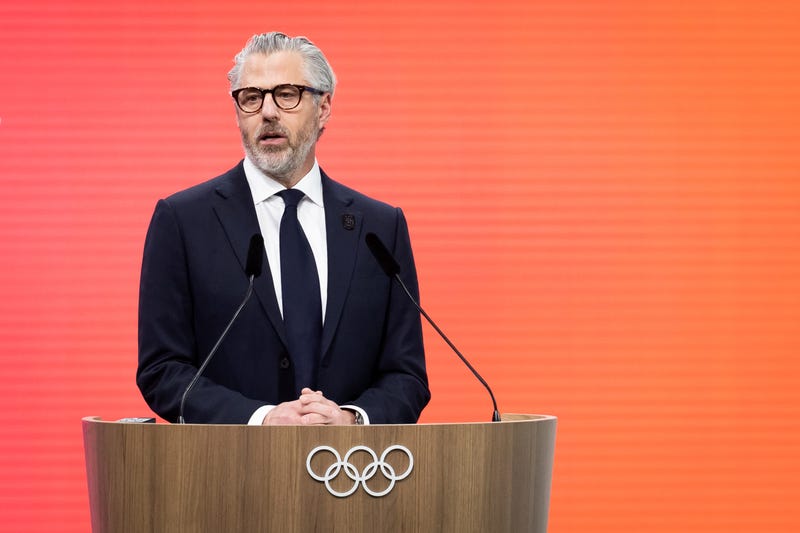 Chairman of LA28 Casey Wasserman speaks during the IOC Session at the Main Media Centre MPC at Allianz MiCo on February 03, 2026 in Milan, Italy.