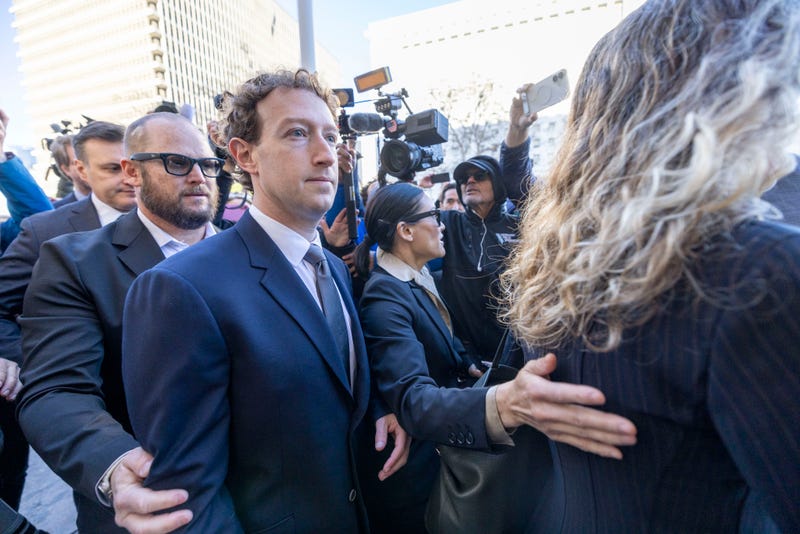 Meta CEO Mark Zuckerberg arrives to the Los Angeles Superior Court at United States Court House on February 18, 2026 in Los Angeles, California.