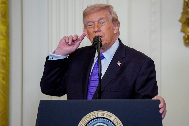 President Donald Trump speaks during a Medal of Honor Ceremony in the East Room of the White House on March 02, 2026 in Washington, DC.
