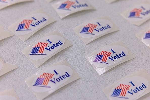 Stickers handed out to voters