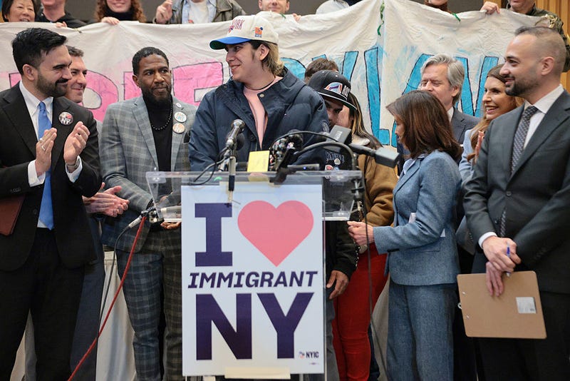 NYC High School student Dylan Lopez Contreras speaks during a press conference on his release at Middle Church on March 19, 2026 in New York City.  