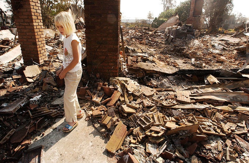 Residents return to their homes destroyed by wildfires in San Diego.