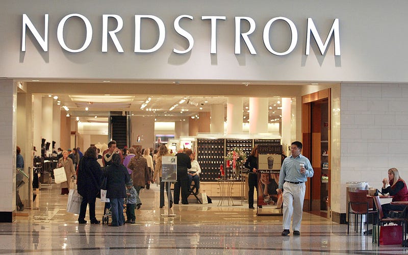 Nordstrom signage is visible at its store November 21, 2003 in Chicago.