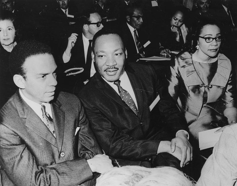 American civil rights leader Dr Martin Luther King (1929 - 1968) at the 'Peace On Earth' convocation in Geneva.