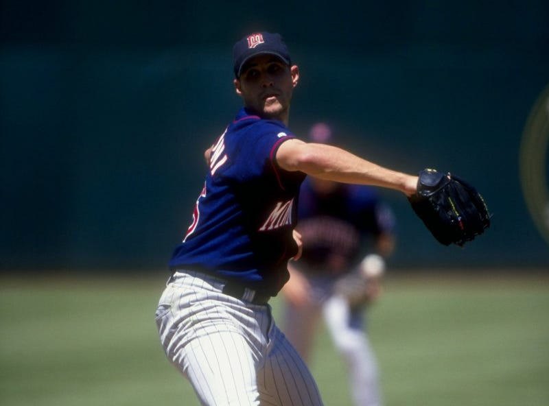 Pitcher Dan Serafini #16 of the Minnesota Twins in action during a game against the Oakland Athletics at the Oakland Coliseum in Oakland, California. 
