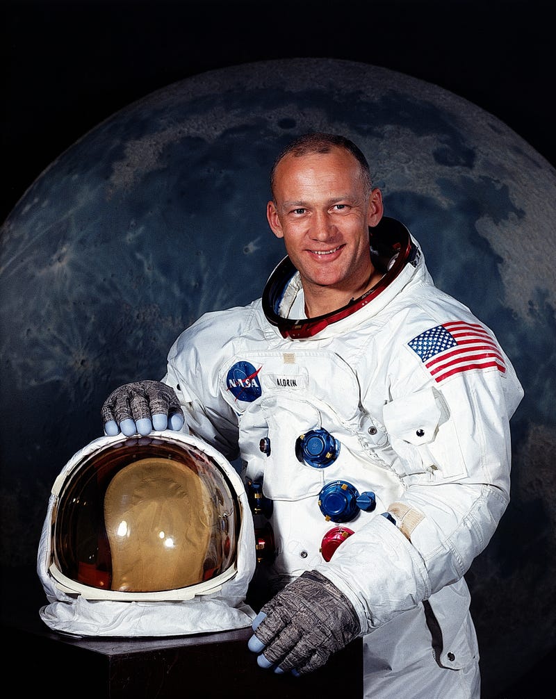UNSPECIFIED, JULY 1969 - In this handout photo provided by NASA, U.S. astronaut Edwin E. "Buzz" Aldrin, Jr., Lunar Module pilot on Apollo 11, poses for a portrait taken in July 1969. He and mission Commander Neil Armstrong were the first persons to land on the Moon