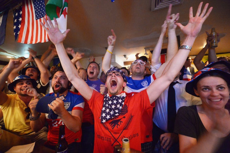 USMNT soccer fans at a bar