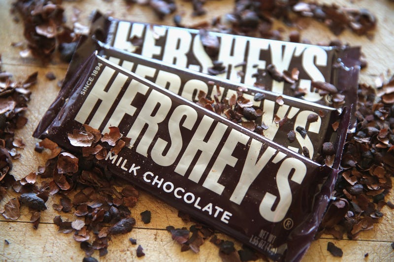 In this photo illustration, Hershey's chocolate bars are shown on July 16, 2014 in Chicago, Illinois.